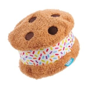 BarkBox Funfetchi Sniffwich Dog Toy Squeaker & Crinkle Bark Box XS/S Cookie NWT